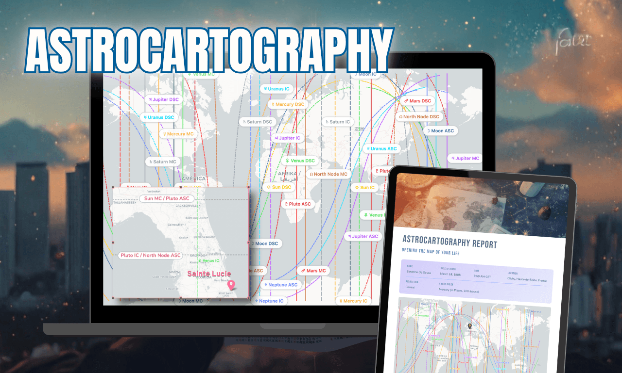 Preview of a Find Cities astrocartography reading showing city recommendations and planetary line analysis